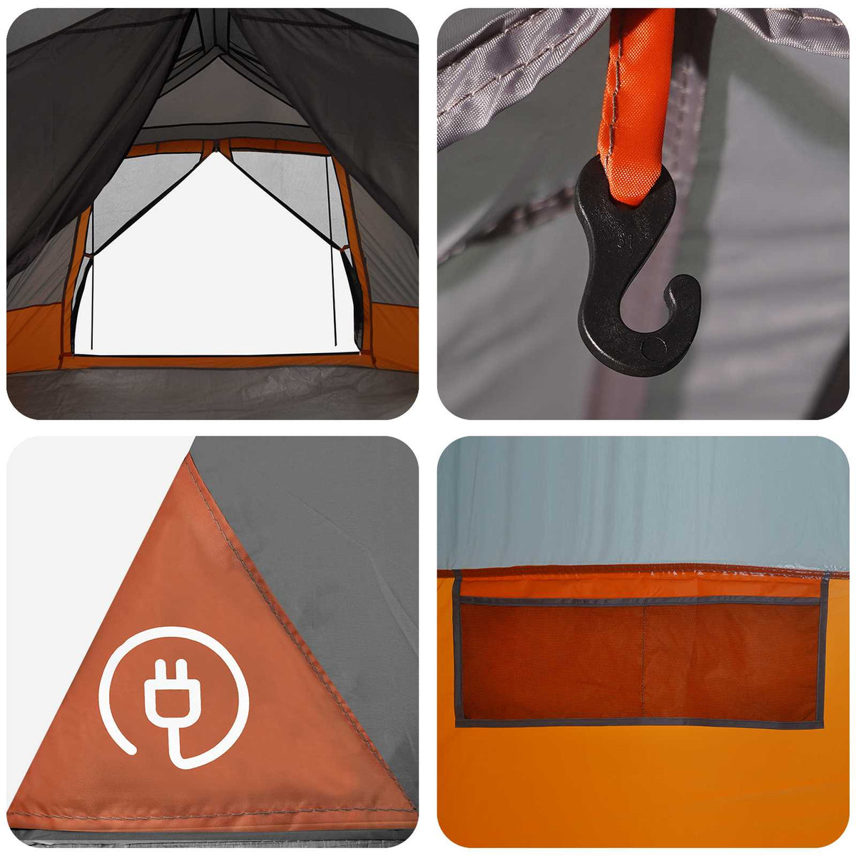 Tents 8 Person Instant Tent Waterproof Camping Shelter Grey Orange Pop Up 380 cm