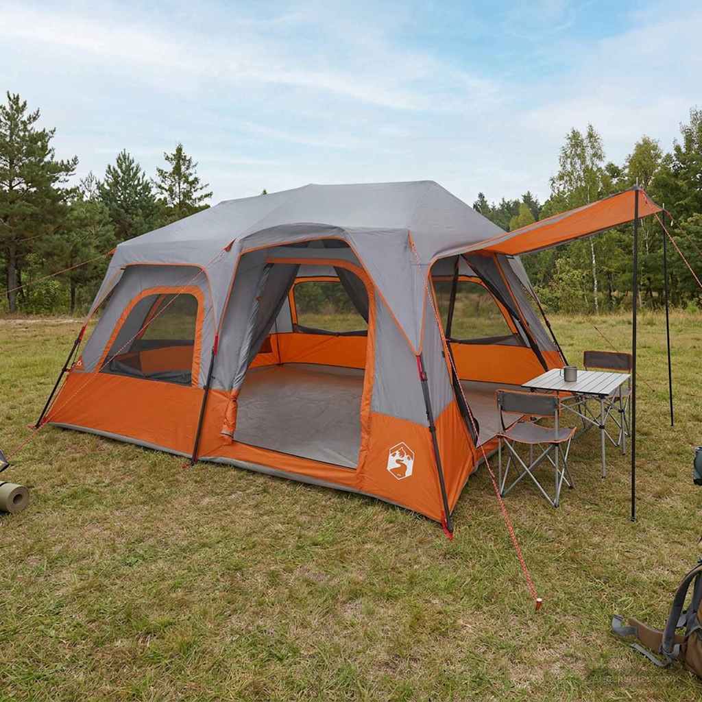 Tents 8 Person Instant Tent Waterproof Camping Shelter Grey Orange Pop Up 380 cm