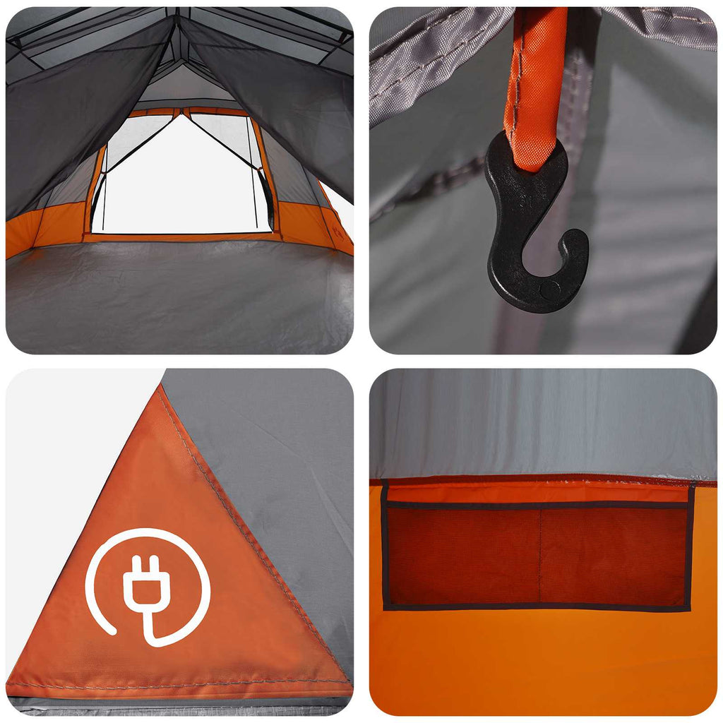 Tents 10 Person Instant Tent Waterproof Camping Shelter Grey Orange Pop Up 438 c