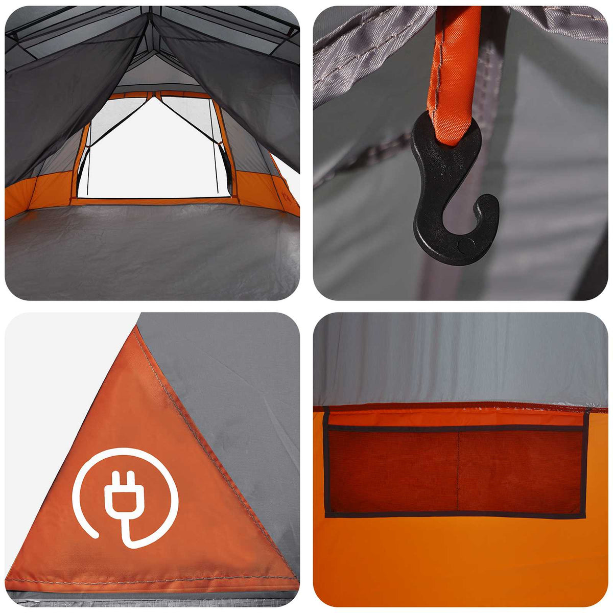 Tents 10 Person Instant Tent Waterproof Camping Shelter Grey Orange Pop Up 438 c