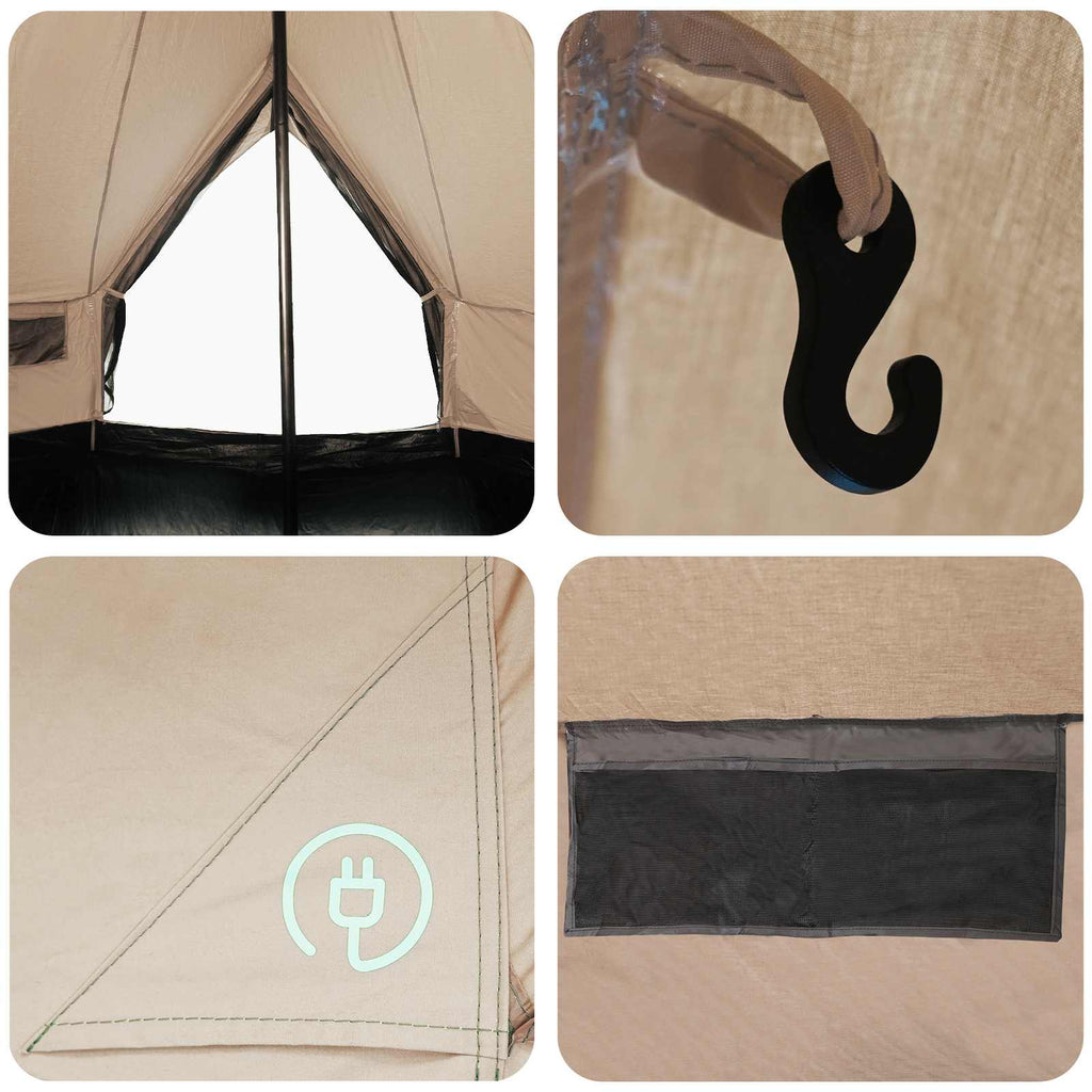 Tents 6 Person Family Camping Tent Waterproof Outdoor Shelter Cream Large 300 cm
