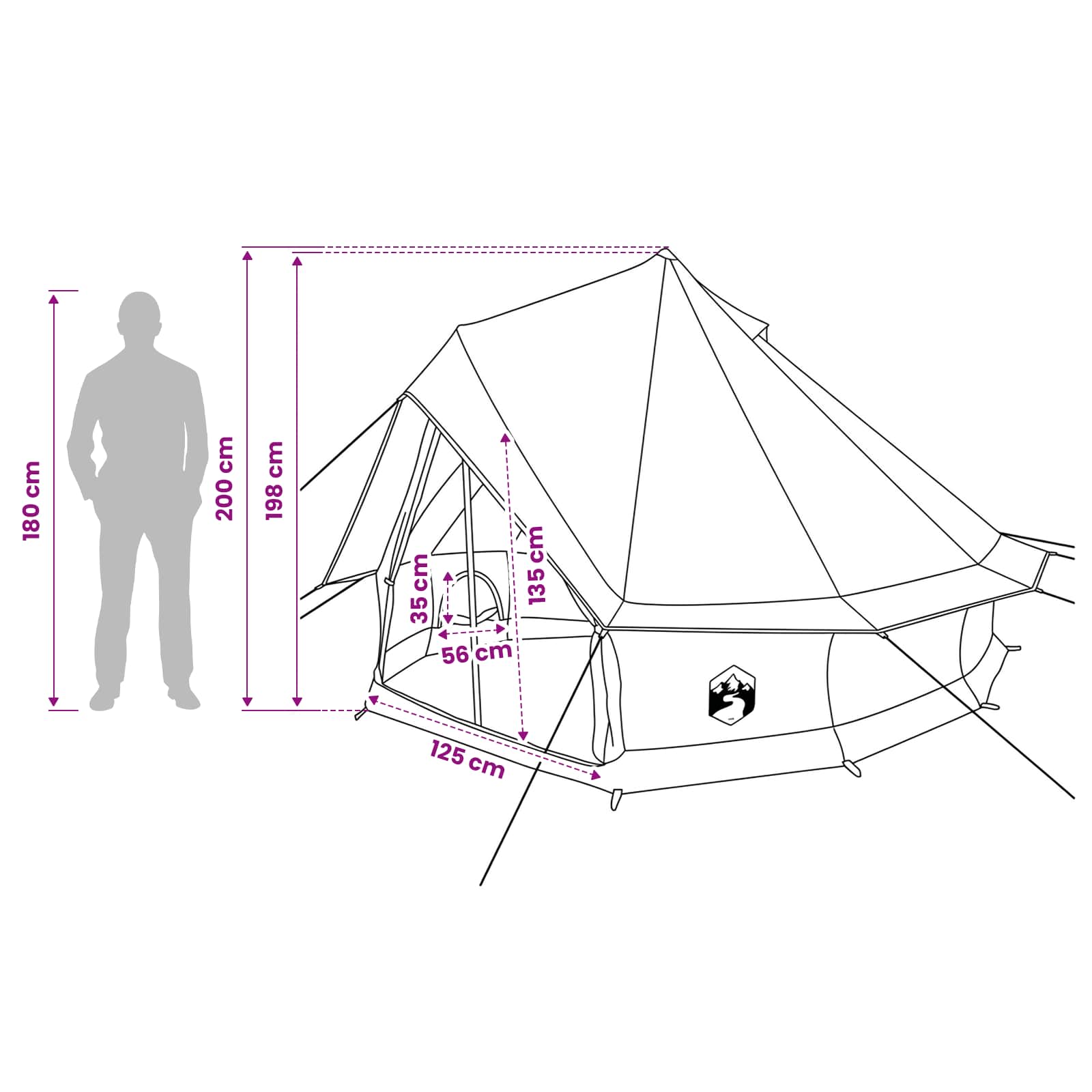 Family Tent Cream 6-Person 185T Polyester With Pu Coating