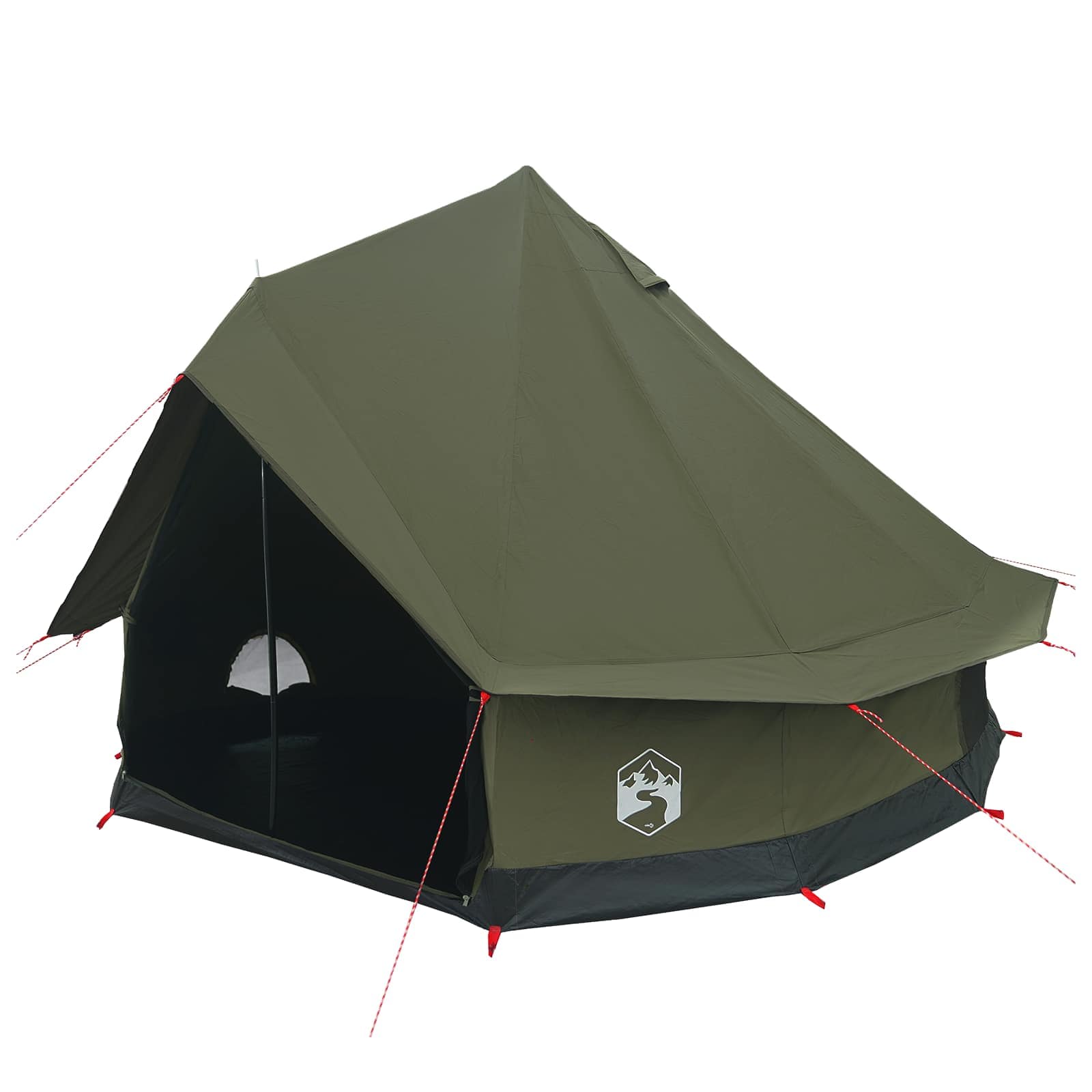 Family Tent Army Green 6-Person 185T Polyester With Pu Coating