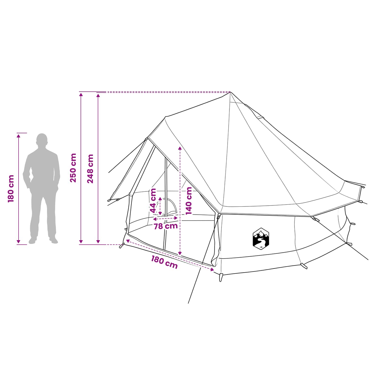 Family Tent Cream 8-Person 185T Polyester With Pu Coating