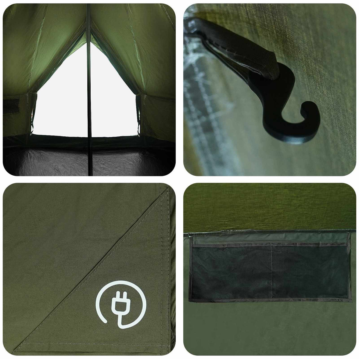 Tents 8 Person Family Camping Tent Waterproof Outdoor Shelter Army Green Large 4