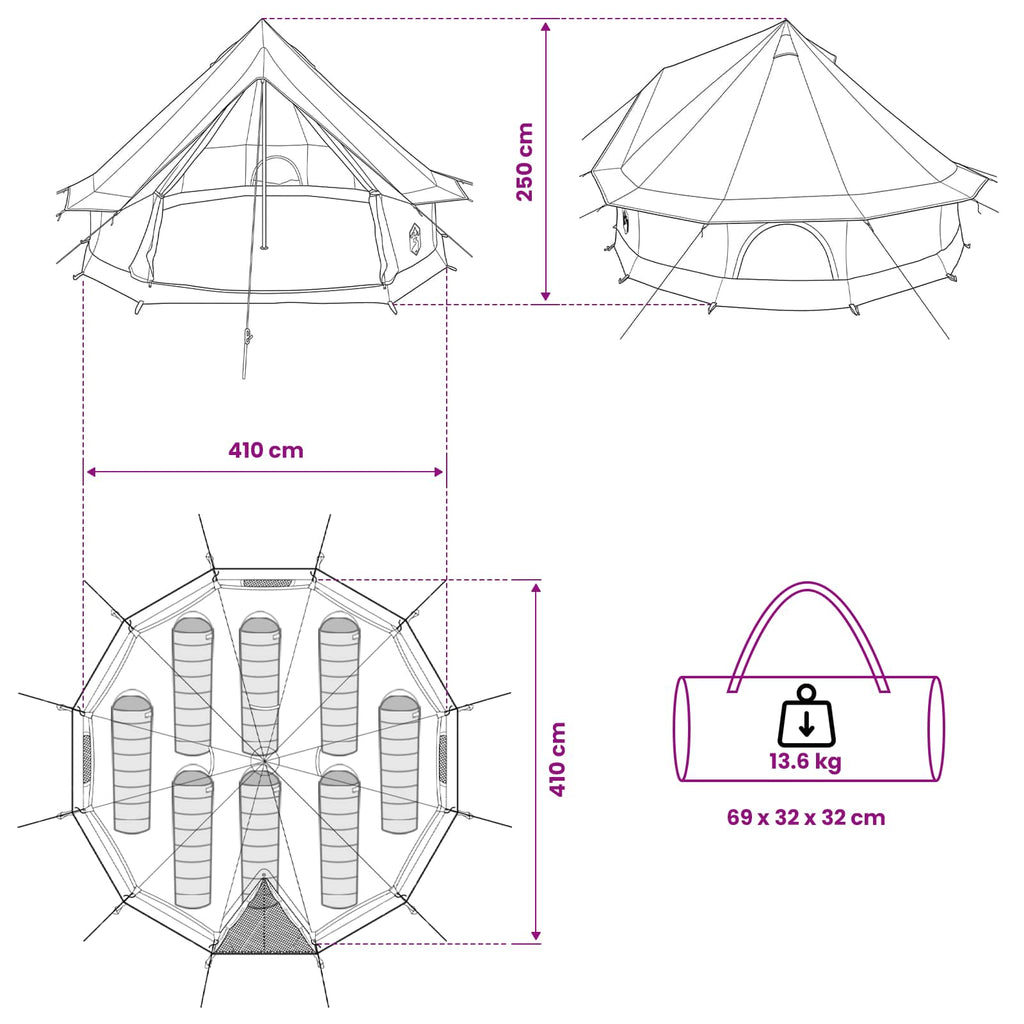 Tents 8 Person Family Camping Tent Waterproof Outdoor Shelter Army Green Large 4