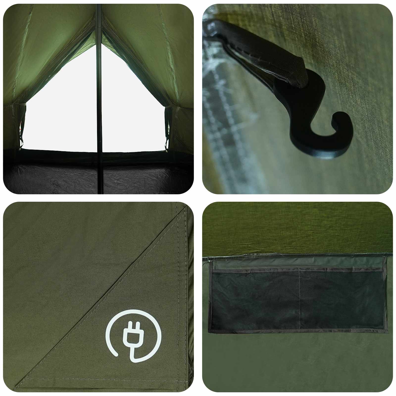 Family Tent Army Green 10-Person 185T Polyester With Pu Coating