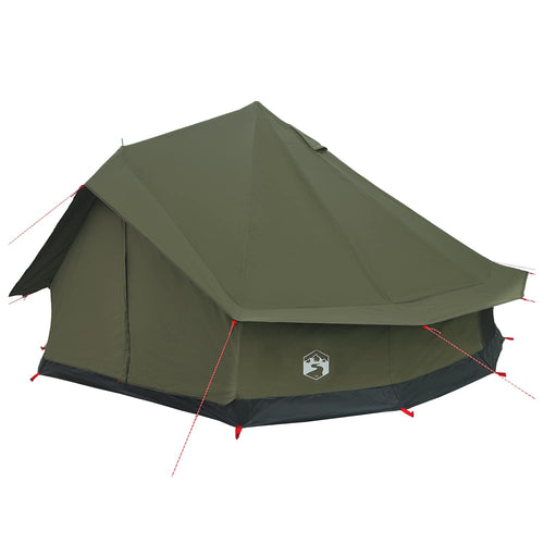 Family Tent Army Green 10-Person 185T Polyester With Pu Coating