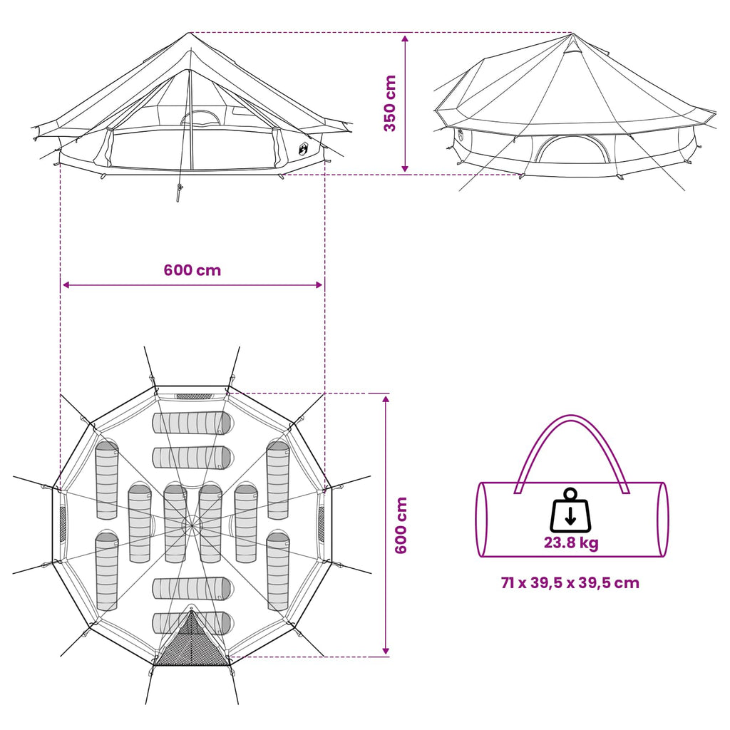 Tents 12 Person Family Camping Tent Waterproof Outdoor Shelter Cream Large 600 c