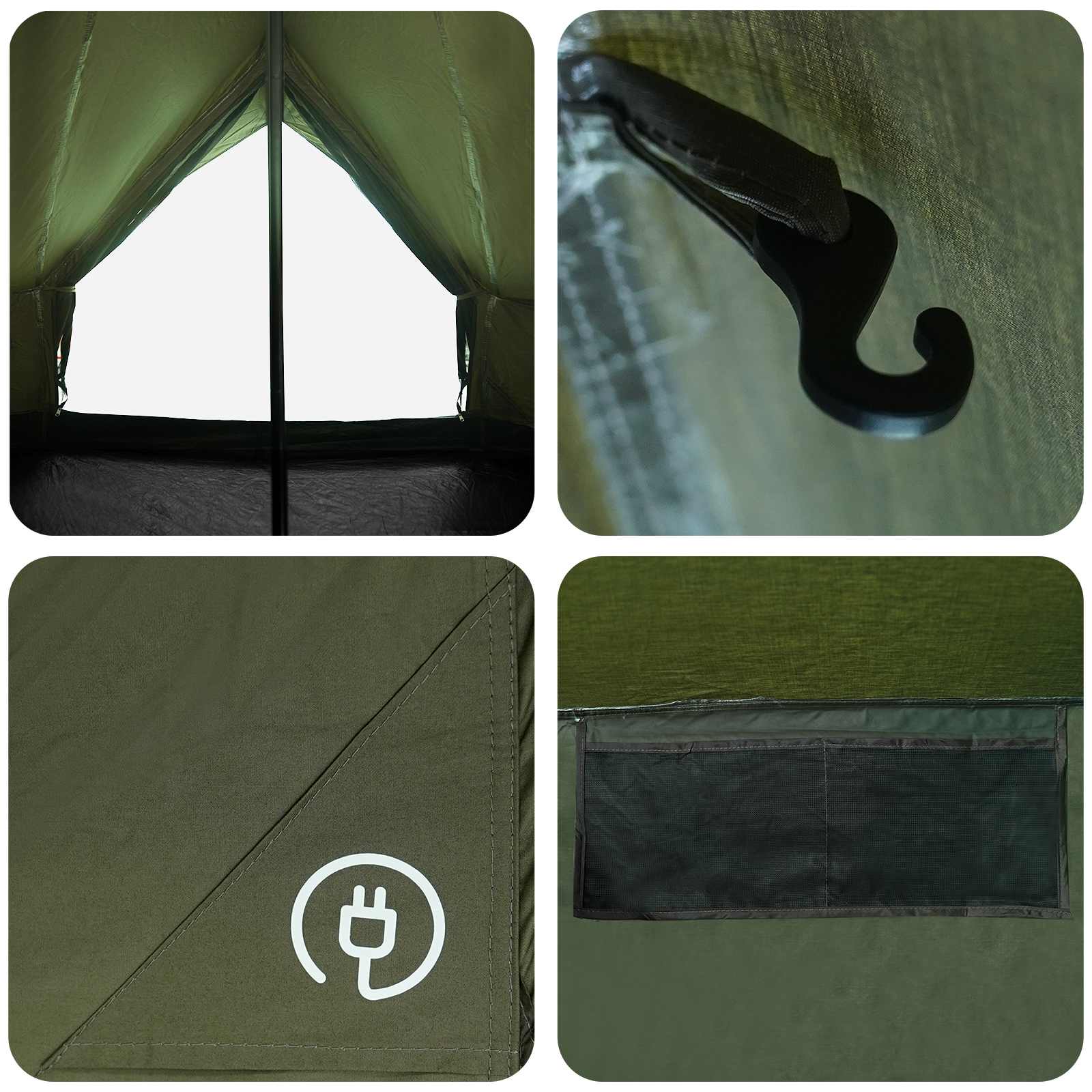Family Tent Army Green 12-Person 185T Polyester With Pu Coating