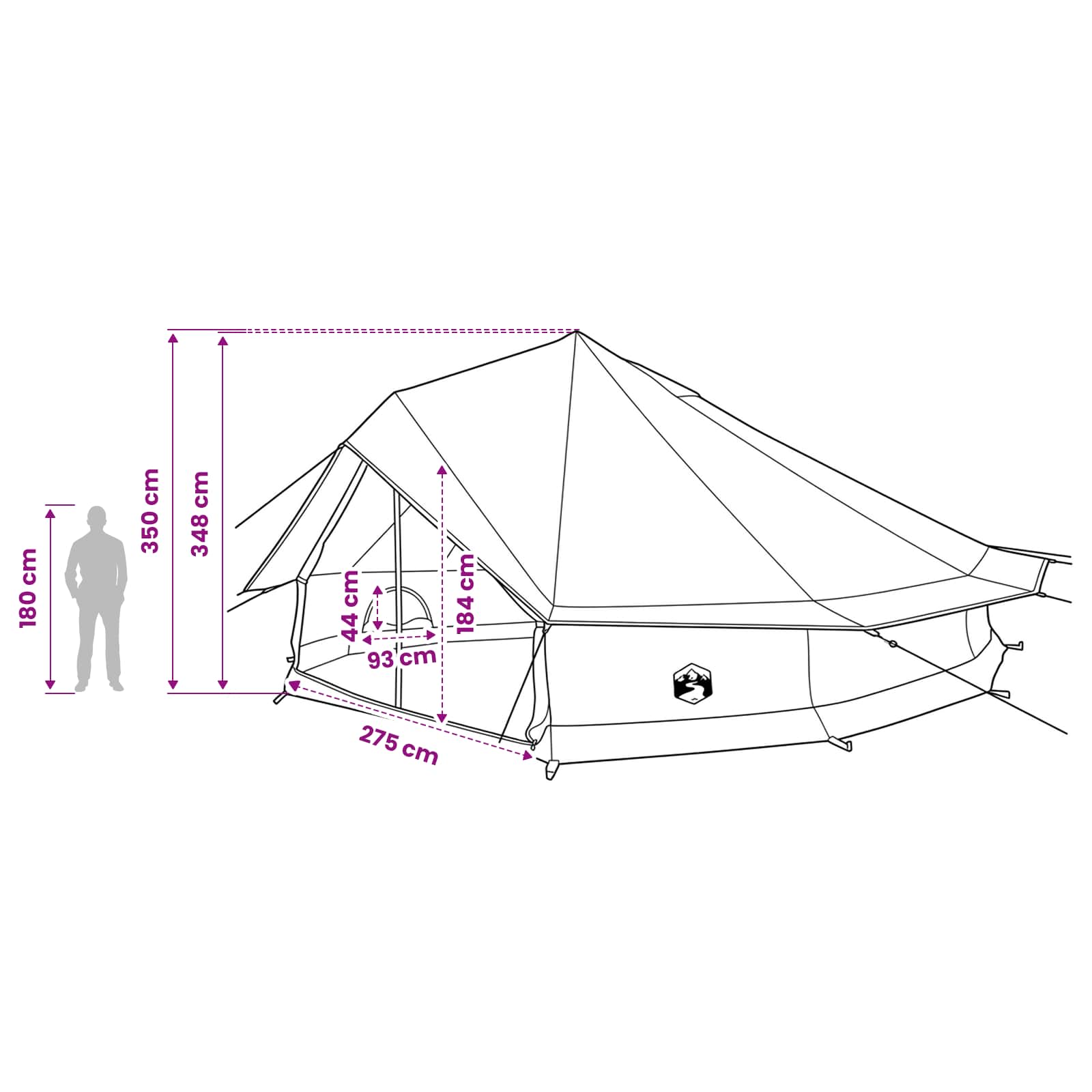 Family Tent Brown 12-Person 185T Polyester With Pu Coating