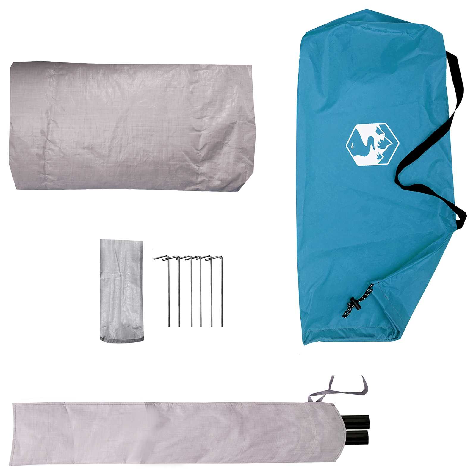 Backpacking Tent Blue 4-Person 185T Polyester With Pu Coating