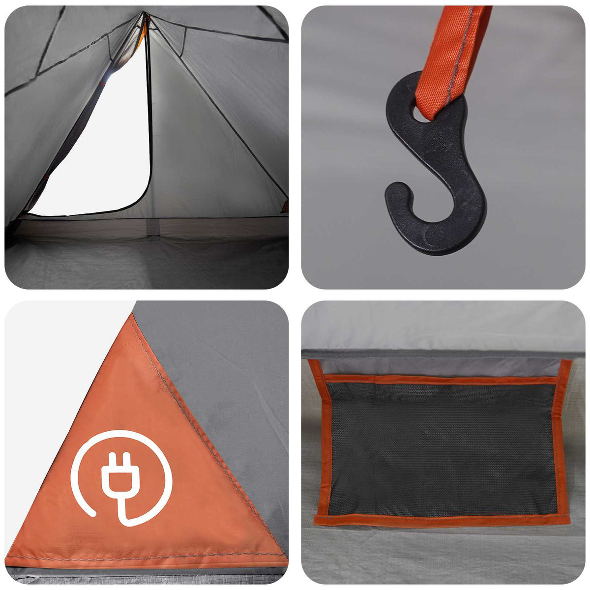 Tents Backpacking Tent Grey Orange 4-Person Grey and orange Portable 248 cm