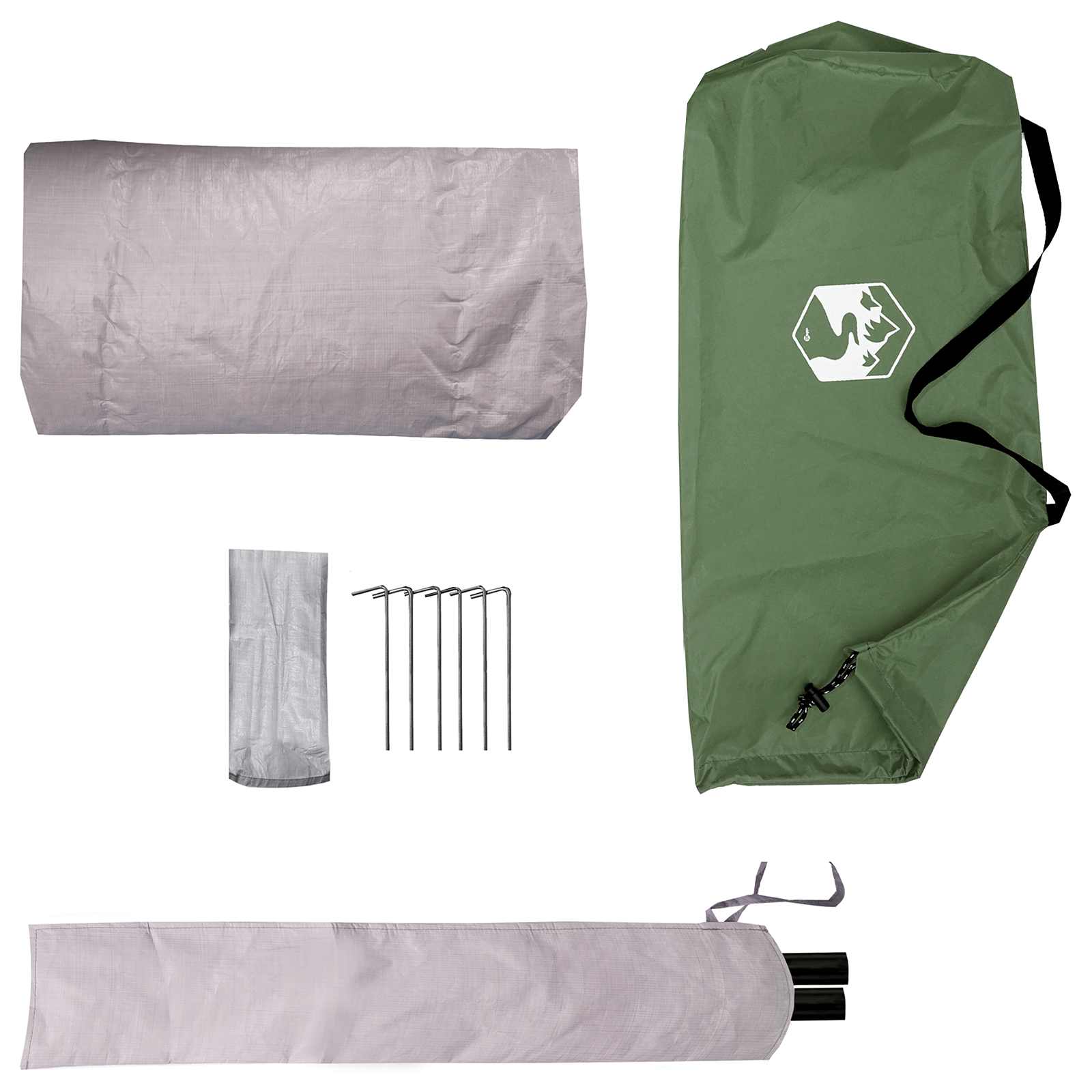 Backpacking Tent Green 2-Person 185T Polyester With Pu Coating