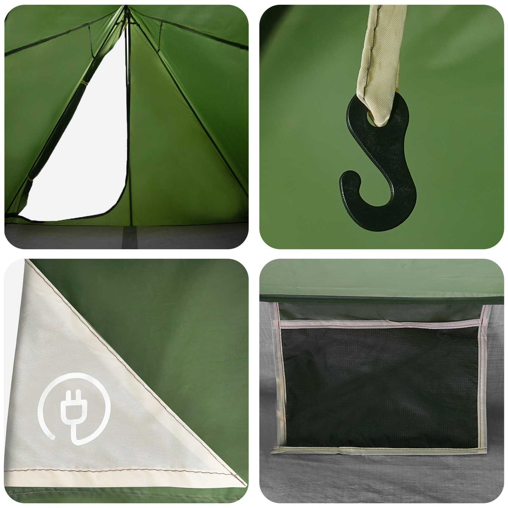 Backpacking Tent Green 2-Person 185T Polyester With Pu Coating