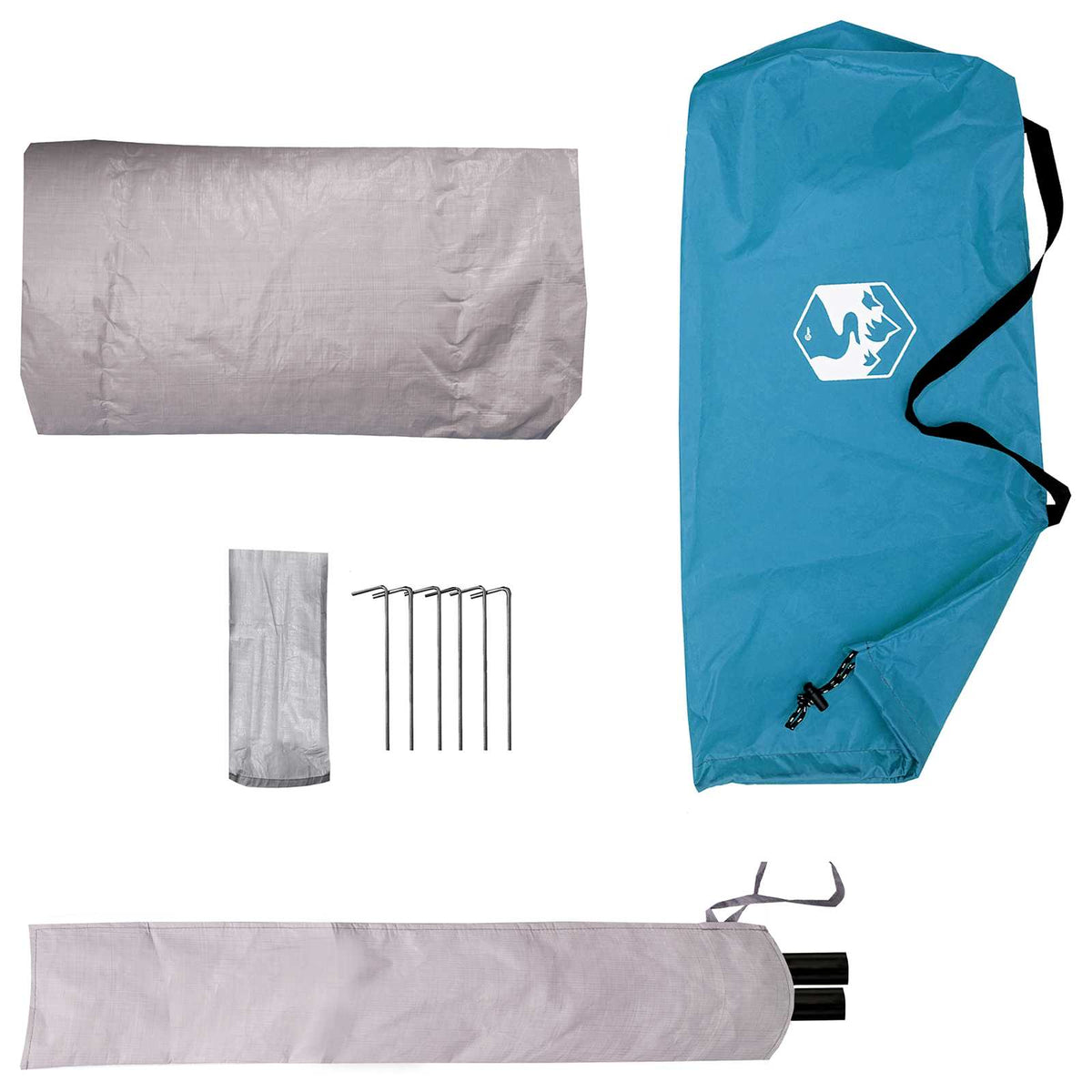Tents Backpacking Tent Blue 2-Person 185T Polyester Pu Coating Portable 225 cm