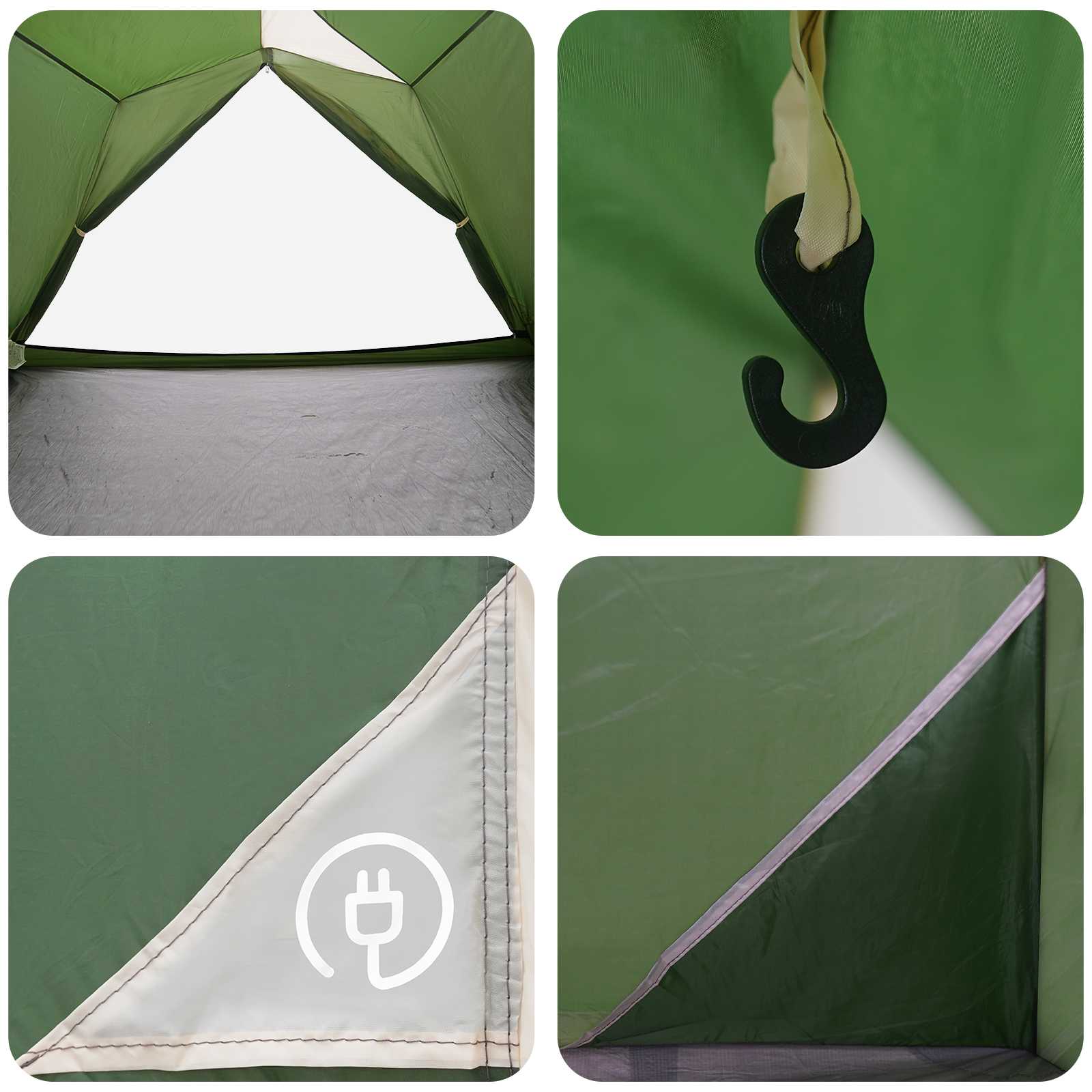 Tunnel Tent Green 4-Person 185T Polyester With Pu Coating