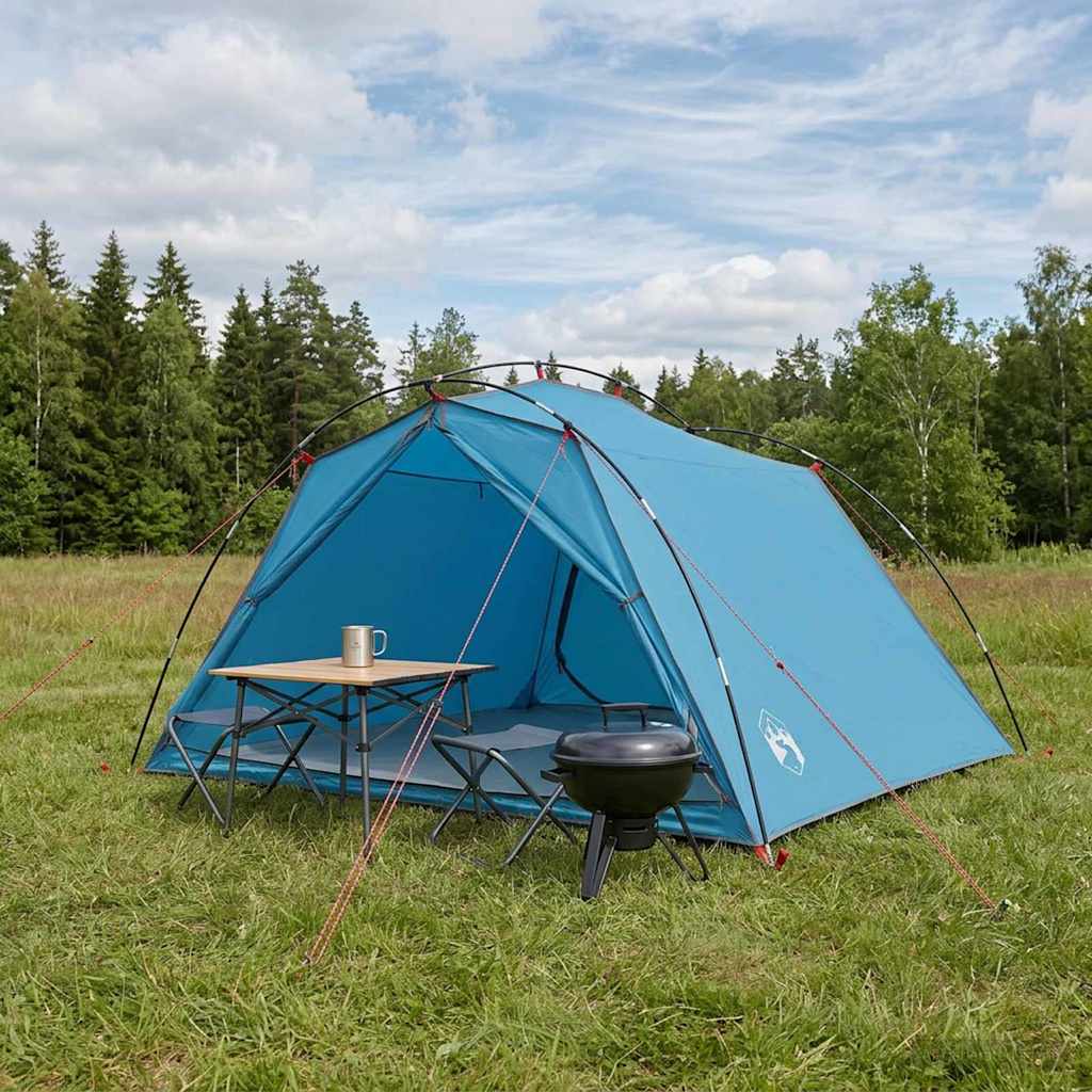 Tents 4 Person Tunnel Tent Waterproof Camping Hiking Shelter Blue Lightweight 24