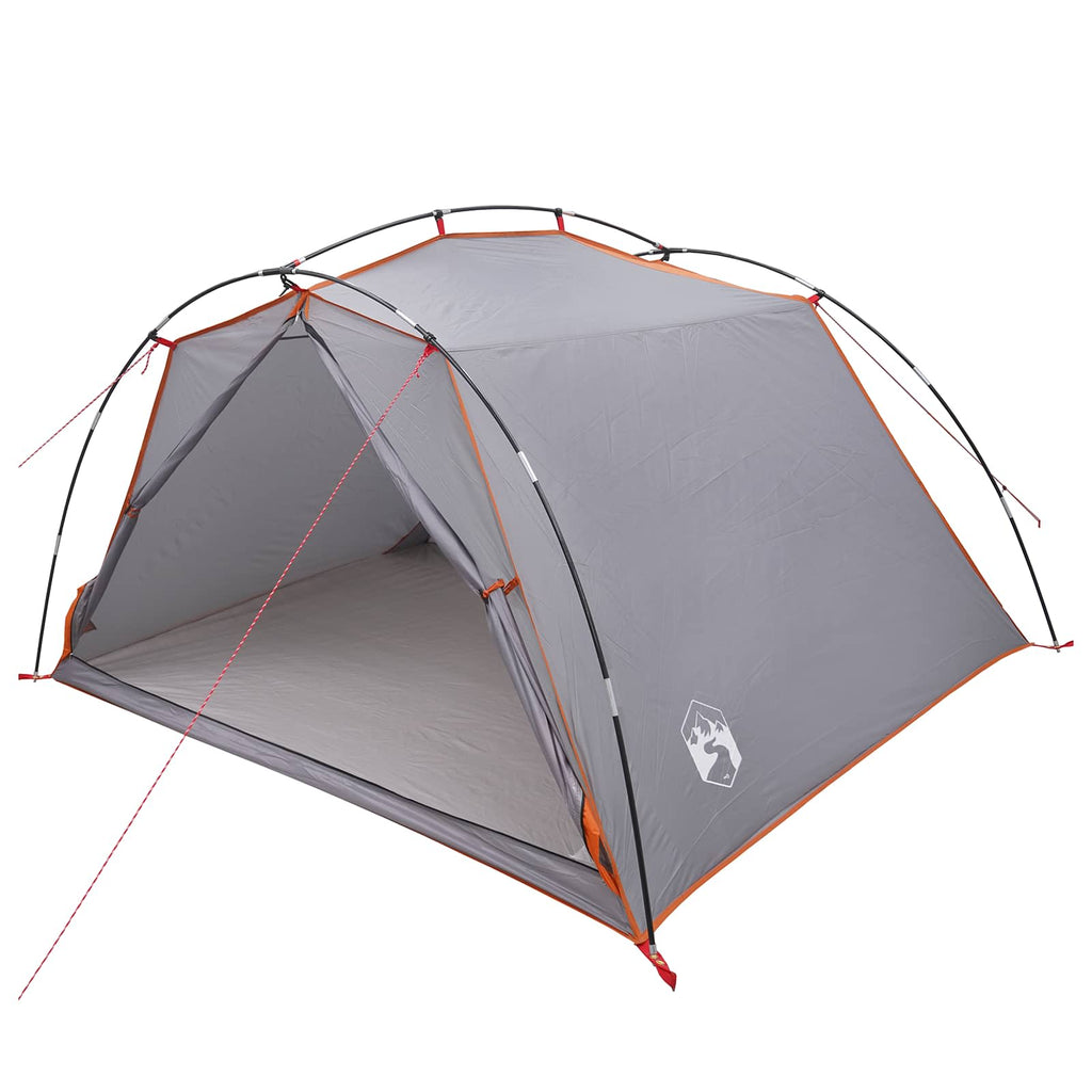 Tents 4 Person Waterproof Tunnel Tent Family Camping Festival Grey Orange 244 cm