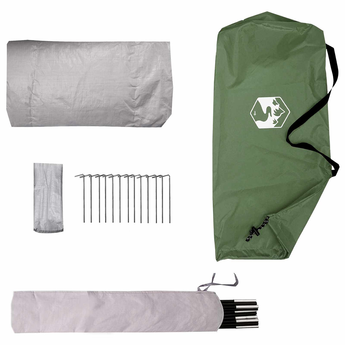 Tents Backpacking Tent Green 4-Person 185T Polyester Pu Coating Portable 260 cm