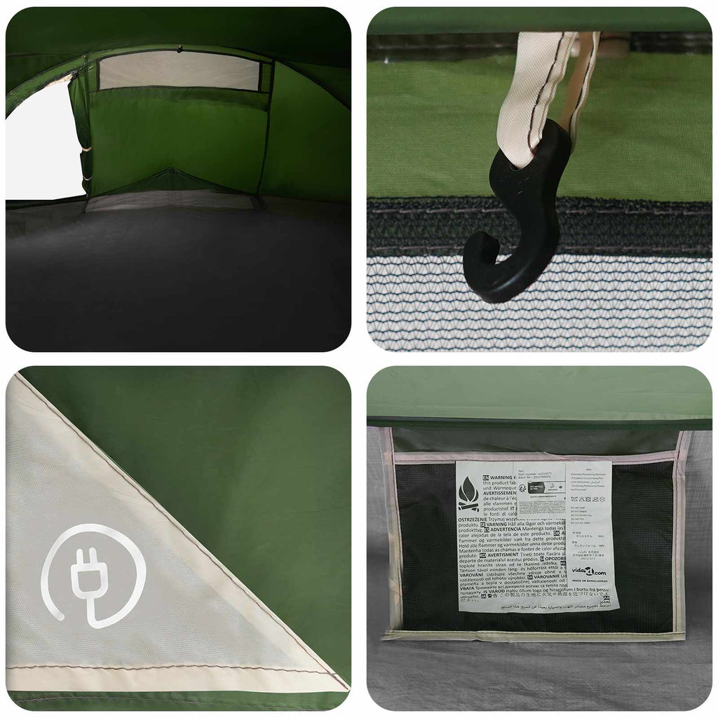 Tents Backpacking Tent Green 4-Person 185T Polyester Pu Coating Portable 260 cm