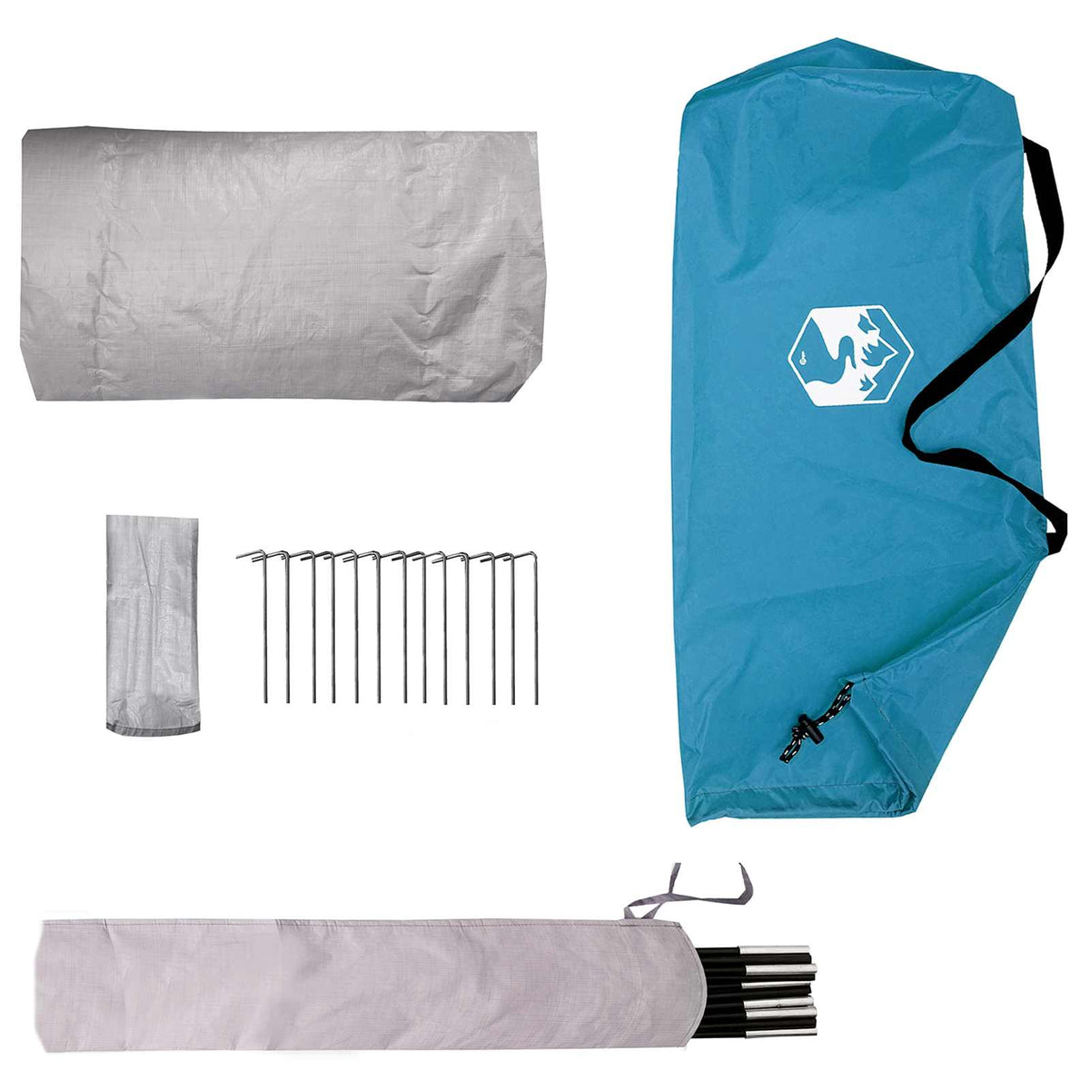 Tents Backpacking Tent Blue 2-Person 185T Polyester Pu Coating Portable 246 cm