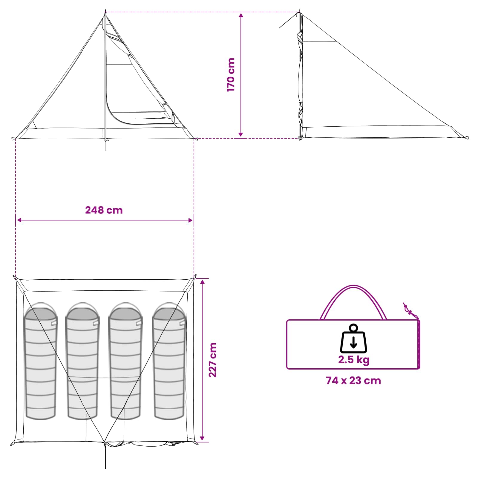 Backpacking Tent Olive Green 4-Person