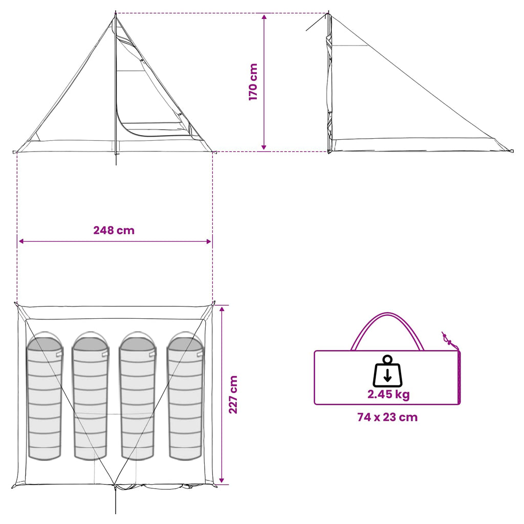 Backpacking Tent Brown And Grey 4-Person