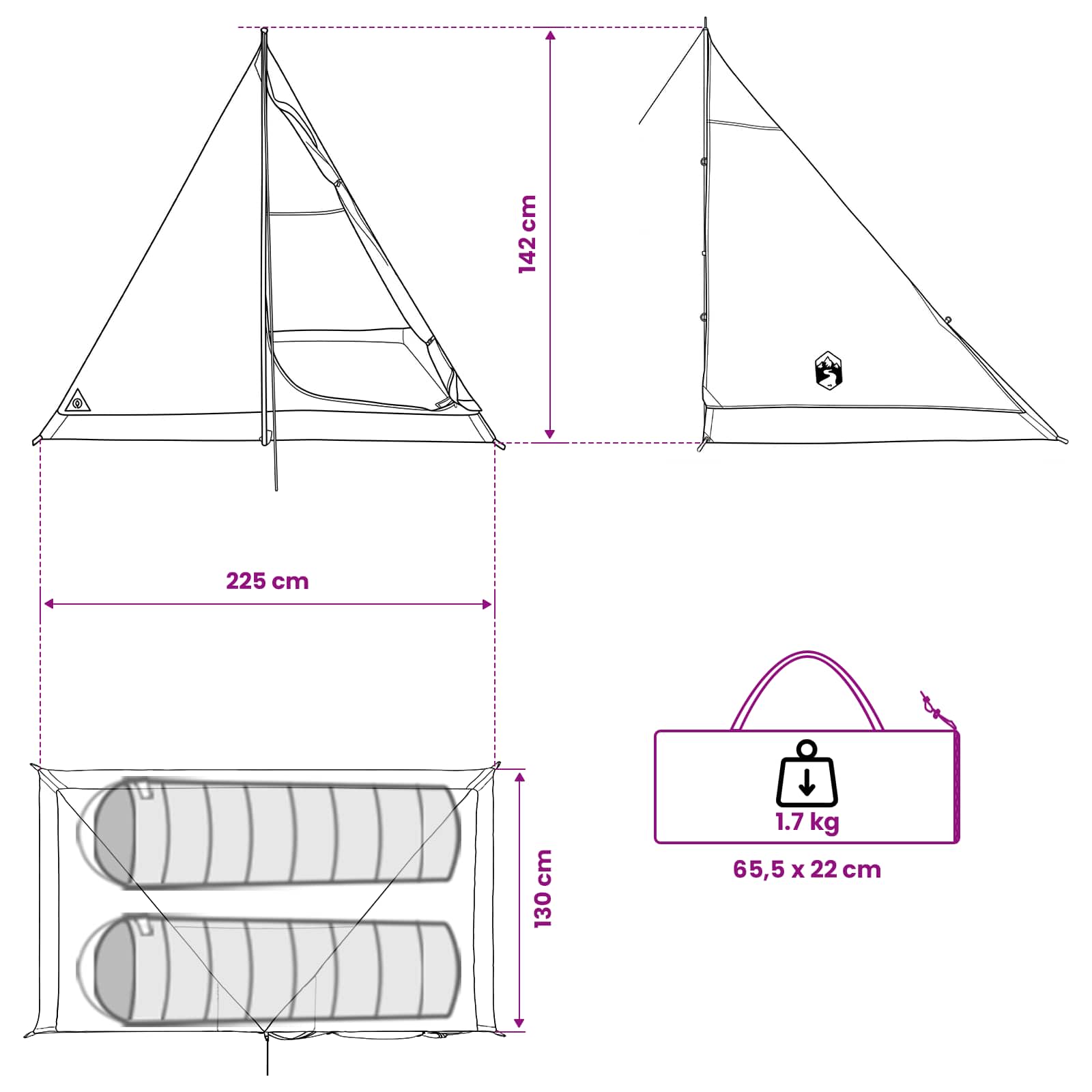 Backpacking Tent Olive Green 2-Person