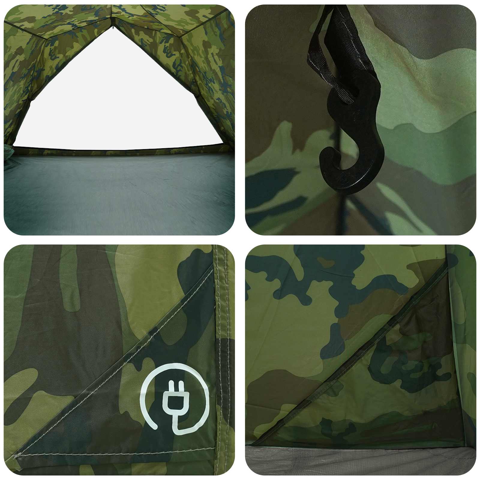 Tunnel Tent Camouflage 4-Person 185T Polyester With Pu Coating