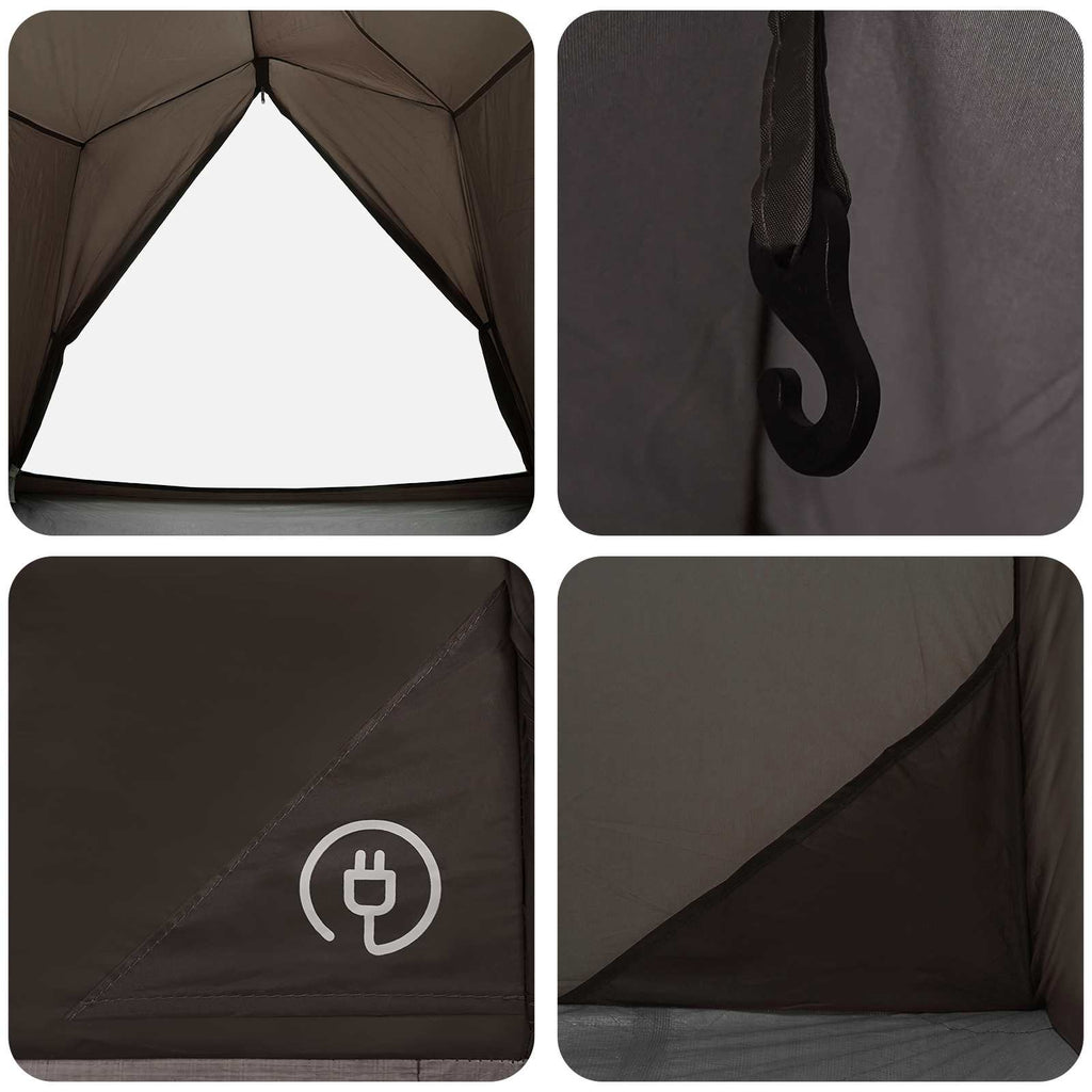 Tents 2 Person Waterproof Tunnel Tent Brown Grey Lightweight Camping Shelter 210