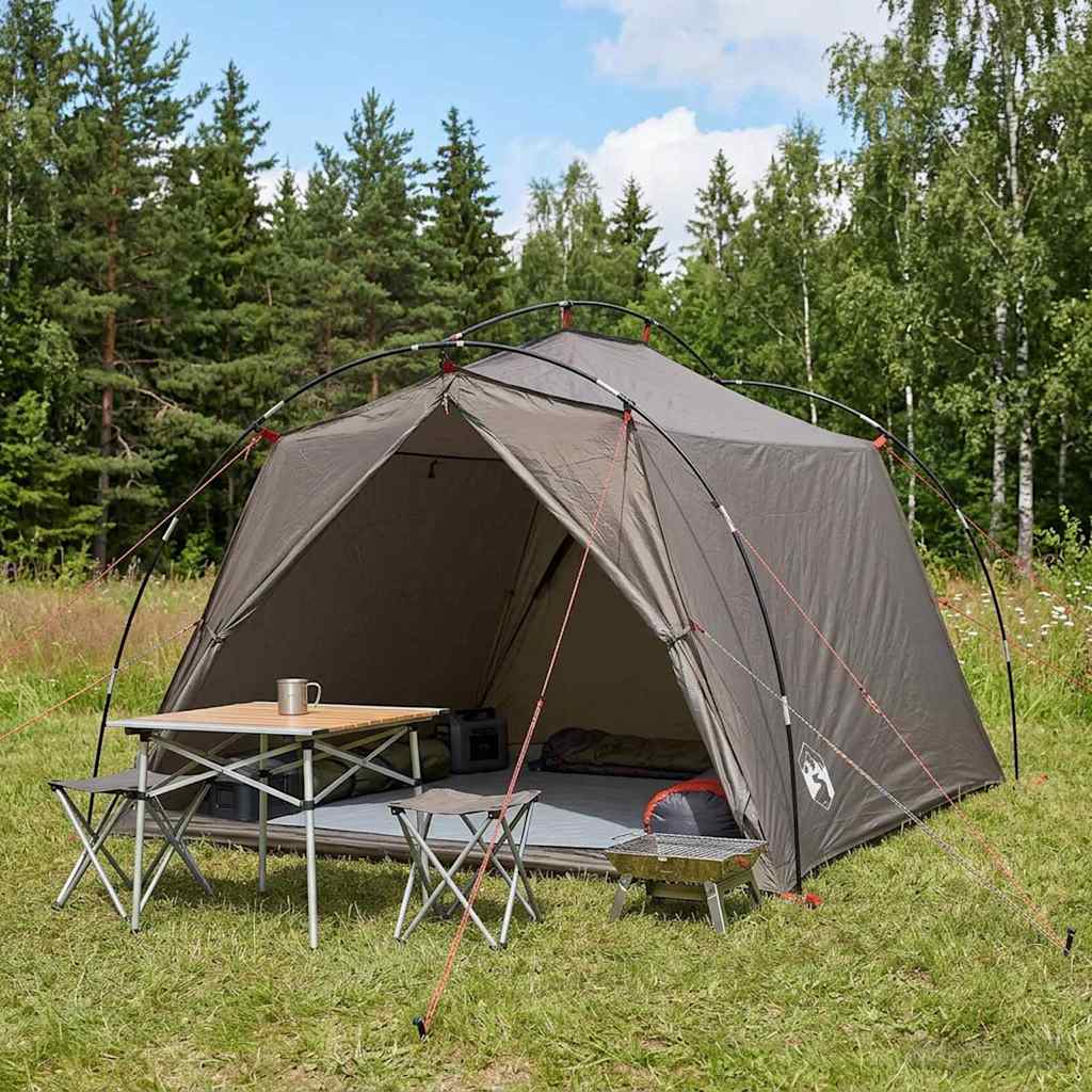 Tents 2 Person Waterproof Tunnel Tent Brown Grey Lightweight Camping Shelter 210