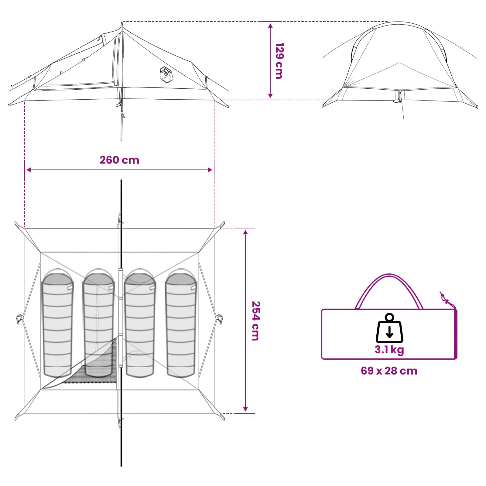 Backpacking Tent Brown And Grey 4-Person