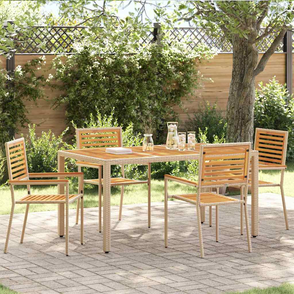 Garden Stacking Chairs 2 Pcs Cream And Brown 54 X 56 X 90 Cm