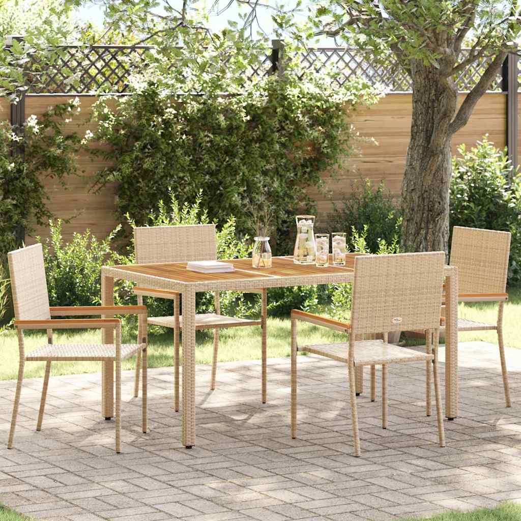 Garden Stacking Chairs 2 Pcs Cream And Brown 54 X 56 X 90 Cm