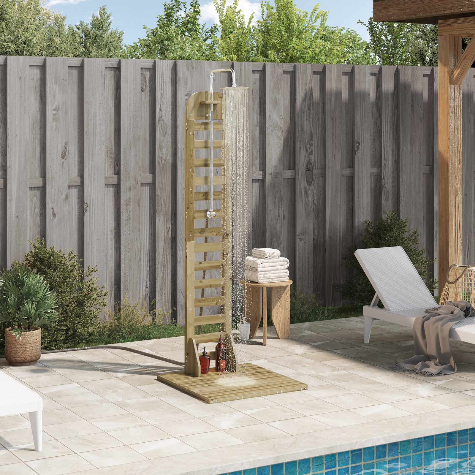Outdoor Shower 223 Cm Solid Douglas Wood And Stainless Steel