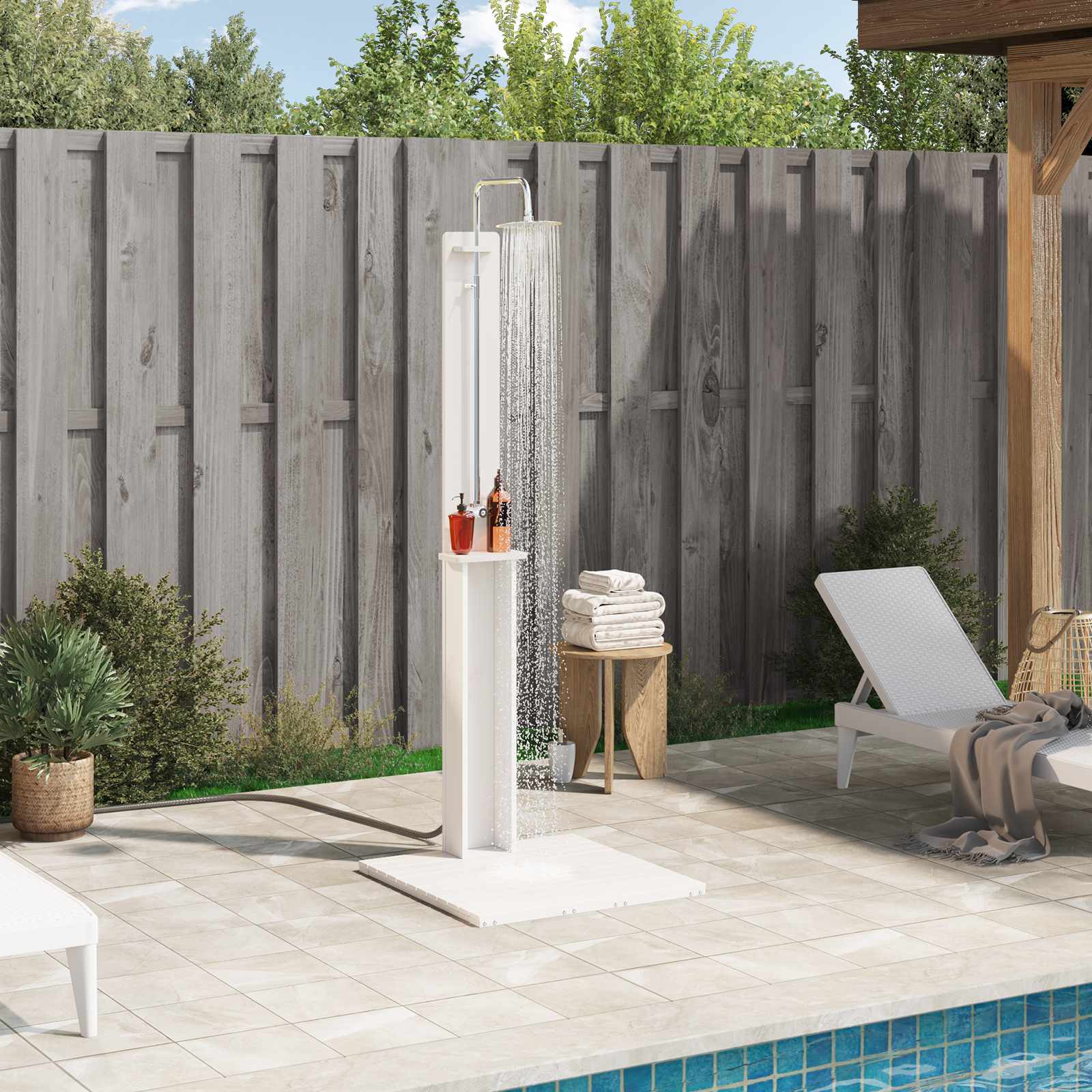Outdoor Shower Natural 75 X 76 X 217 Cm Solid Pine Wood
