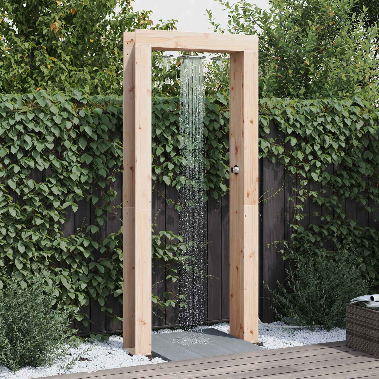 Outdoor Shower 226 Cm Solid Douglas Wood And Stainless Steel