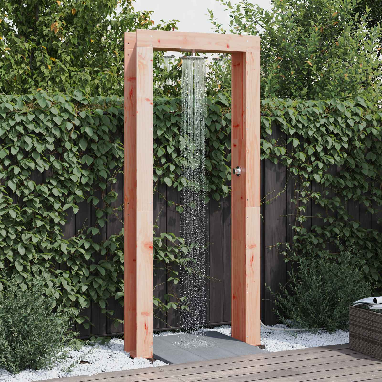 Outdoor Shower 226 Cm Solid Douglas Wood And Stainless Steel