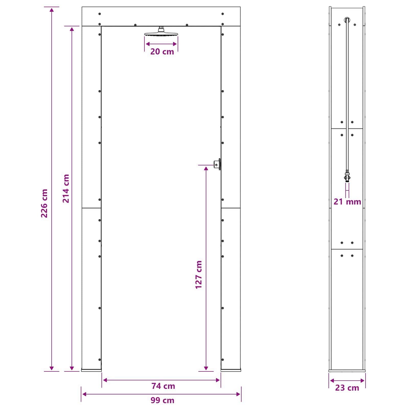 Outdoor Shower 226 Cm Solid Douglas Wood And Stainless Steel