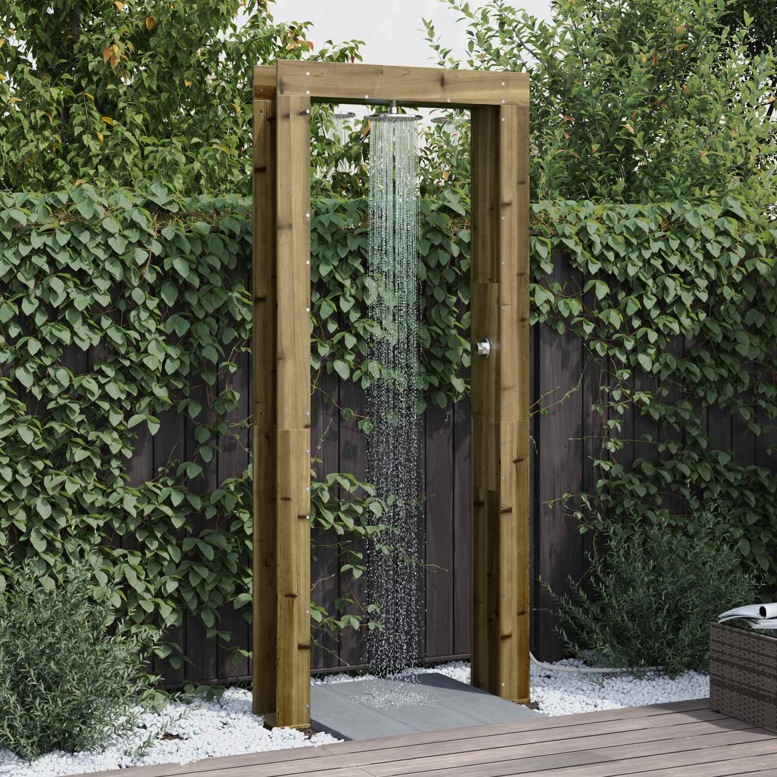 Outdoor Shower 226 Cm Solid Douglas Wood And Stainless Steel