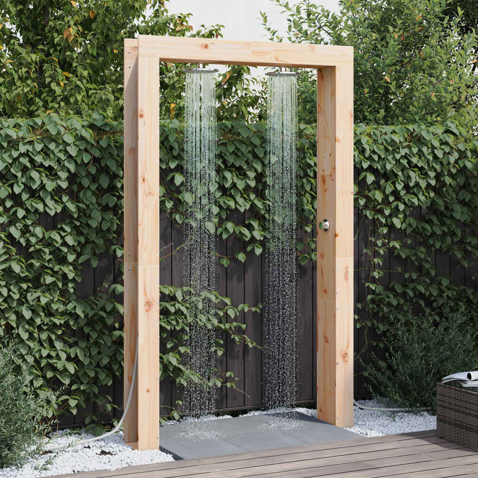 Outdoor Shower Natural 137 X 23 X 226 Cm Solid Pine Wood