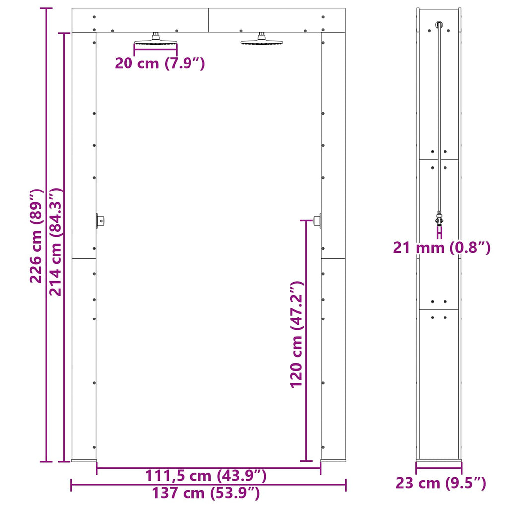 Outdoor Shower Natural 137 X 23 X 226 Cm Solid Pine Wood