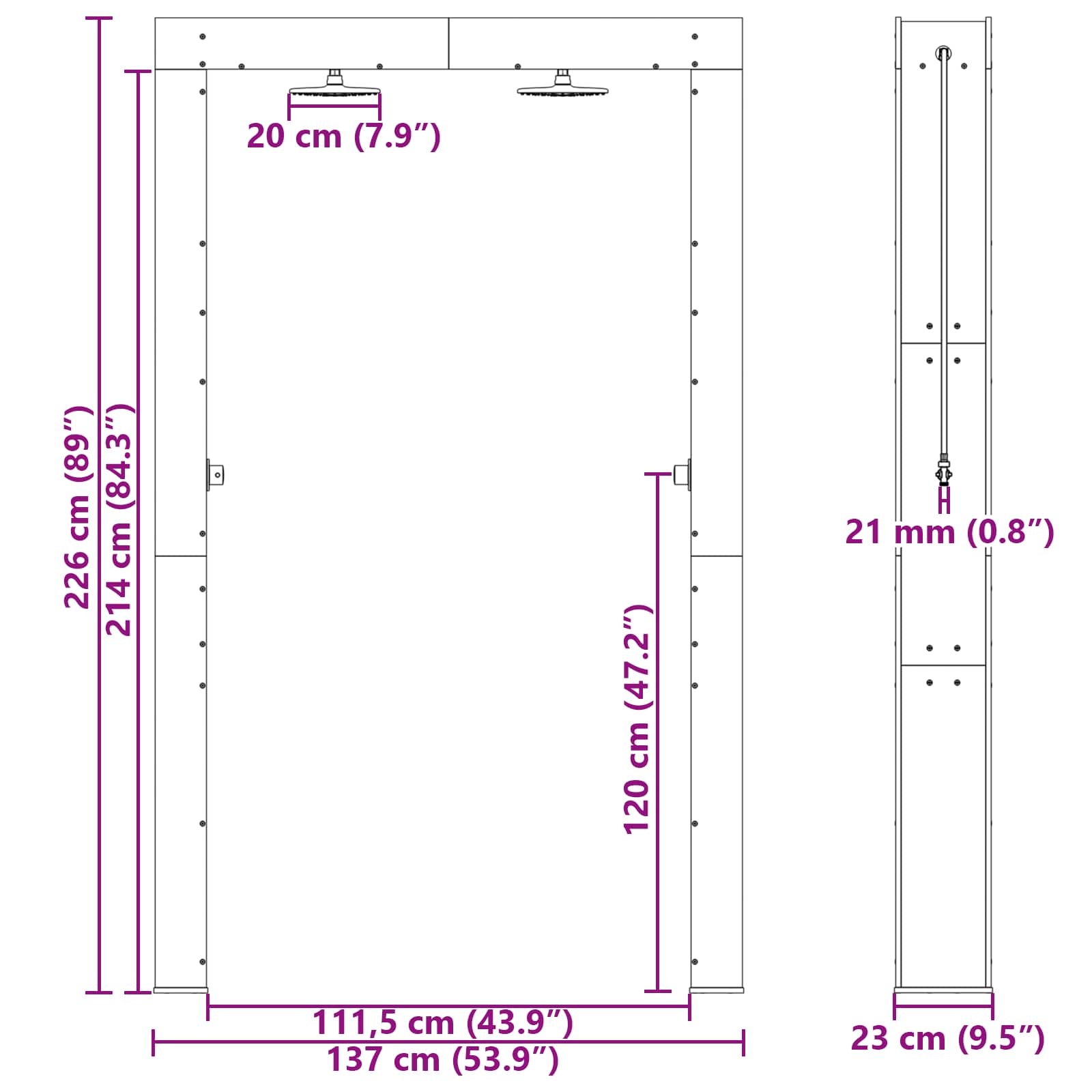 Outdoor Shower Natural 137 X 23 X 226 Cm Solid Pine Wood
