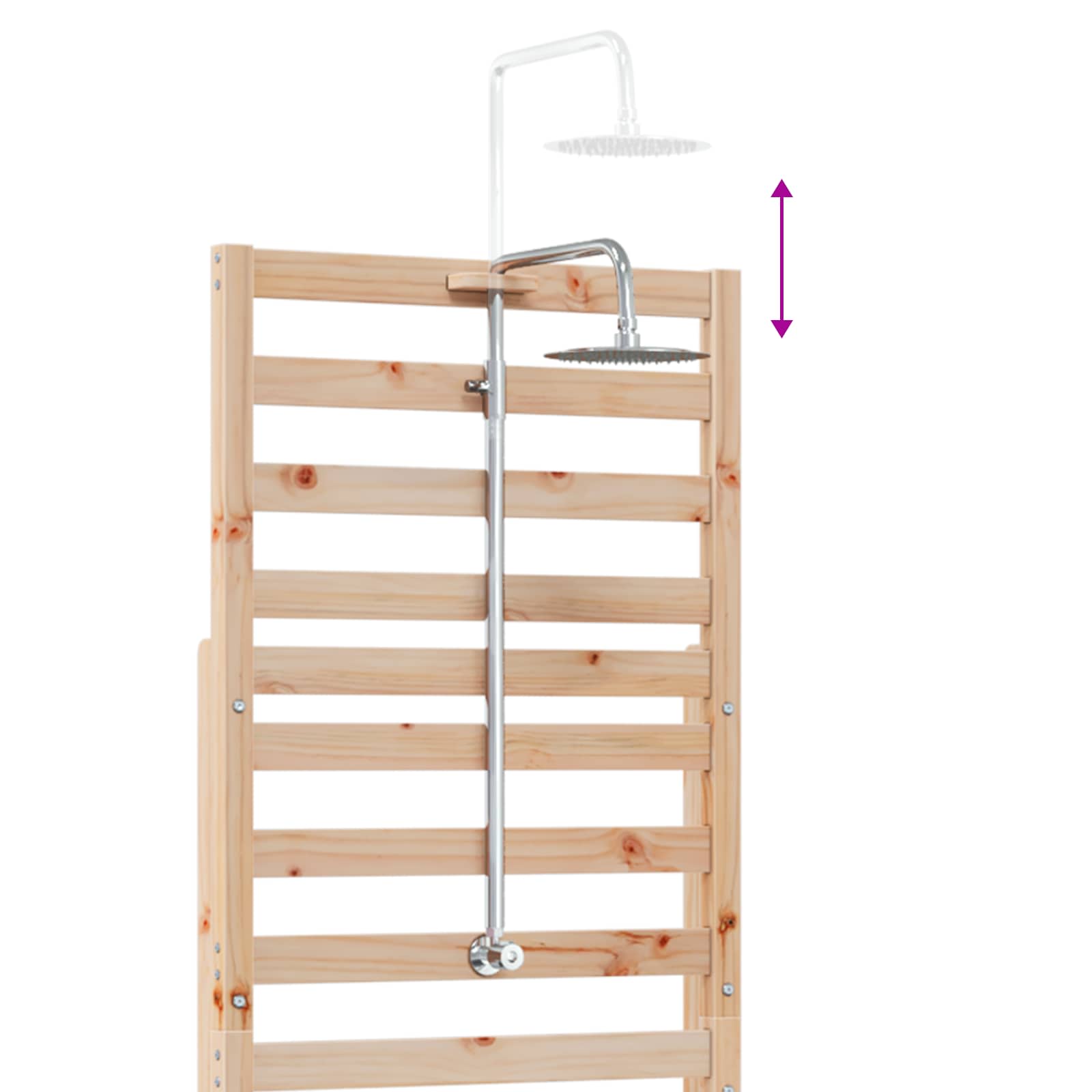 Outdoor Shower 225 Cm Solid Pine Wood And Stainless Steel
