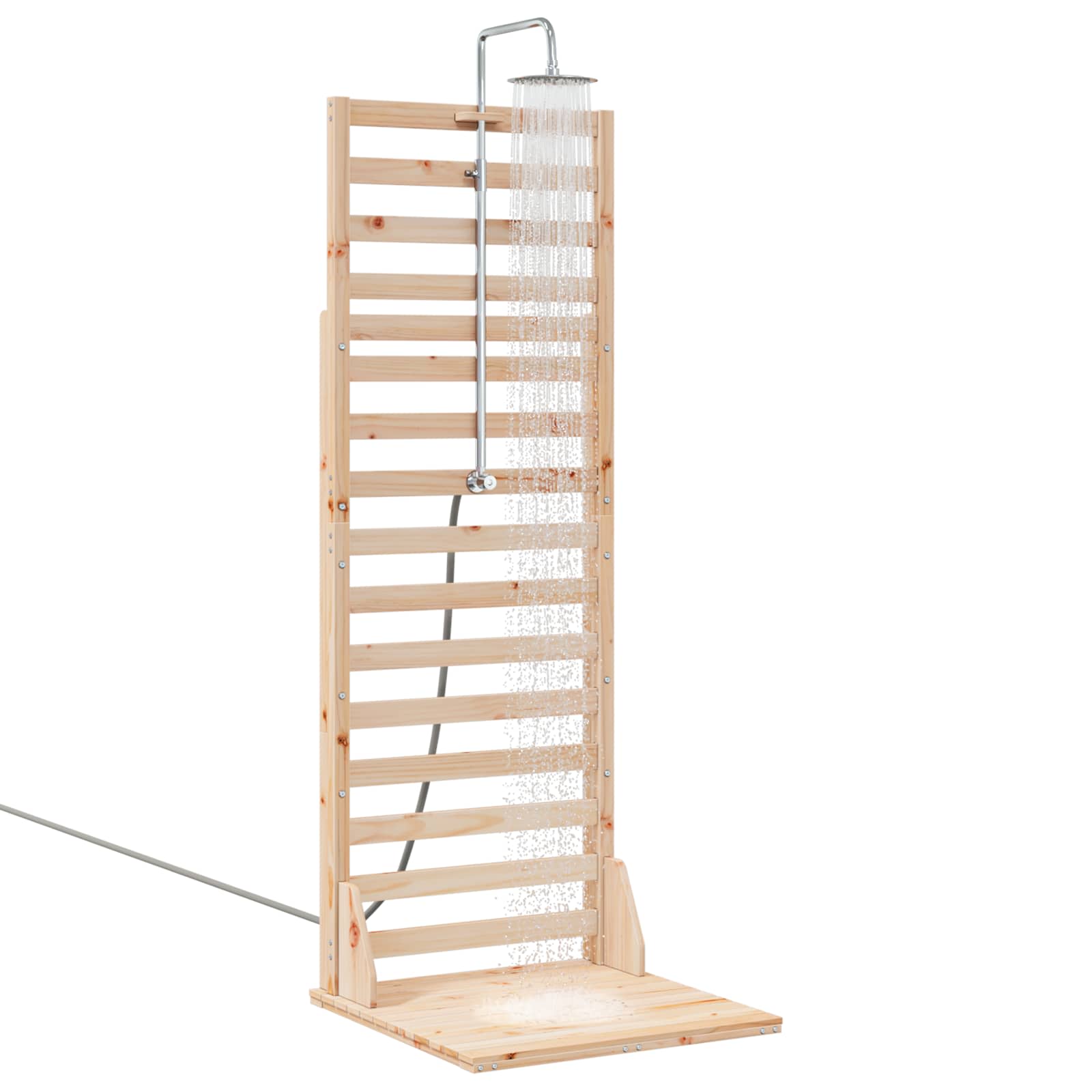 Outdoor Shower 225 Cm Solid Pine Wood And Stainless Steel