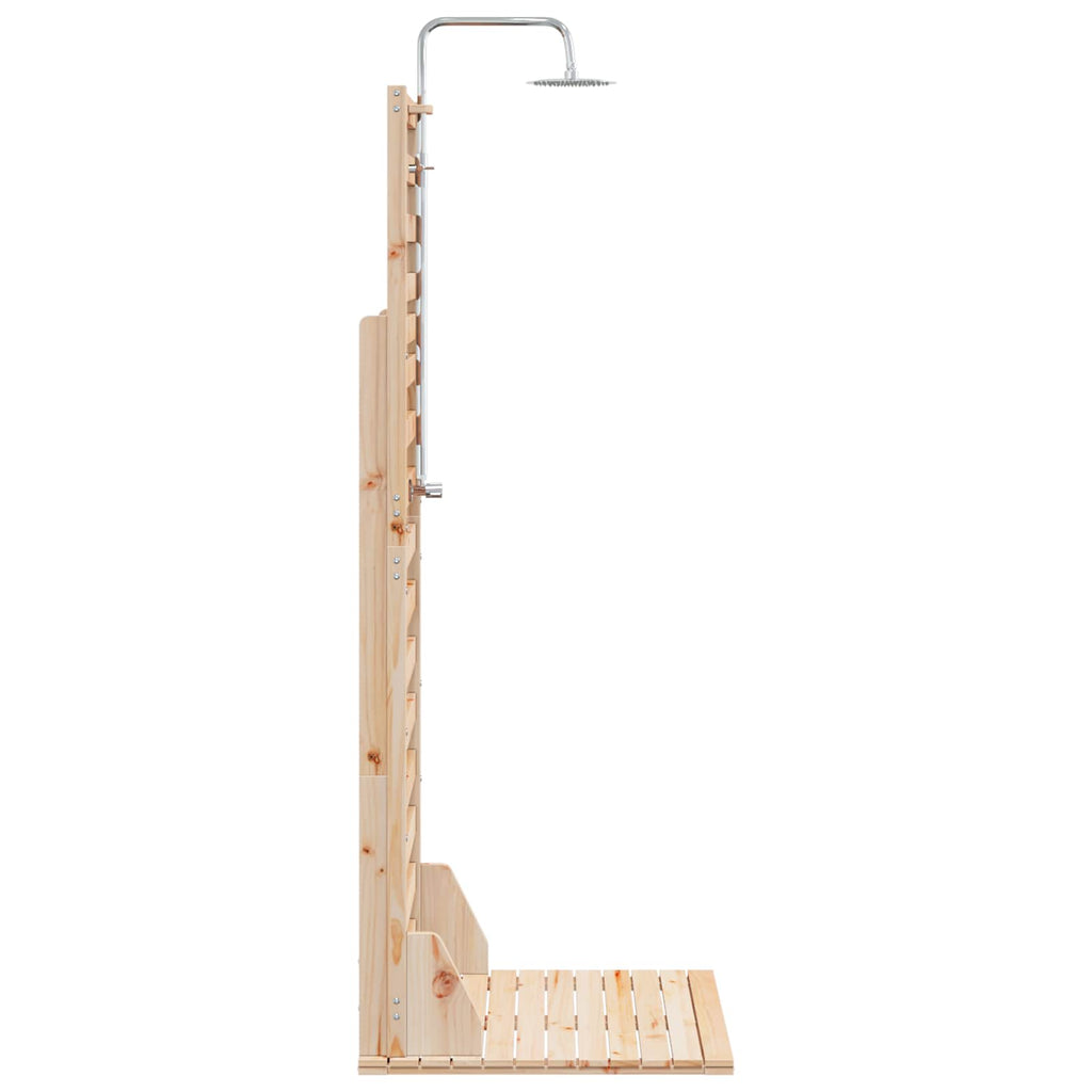 Outdoor Shower 225 Cm Solid Pine Wood And Stainless Steel