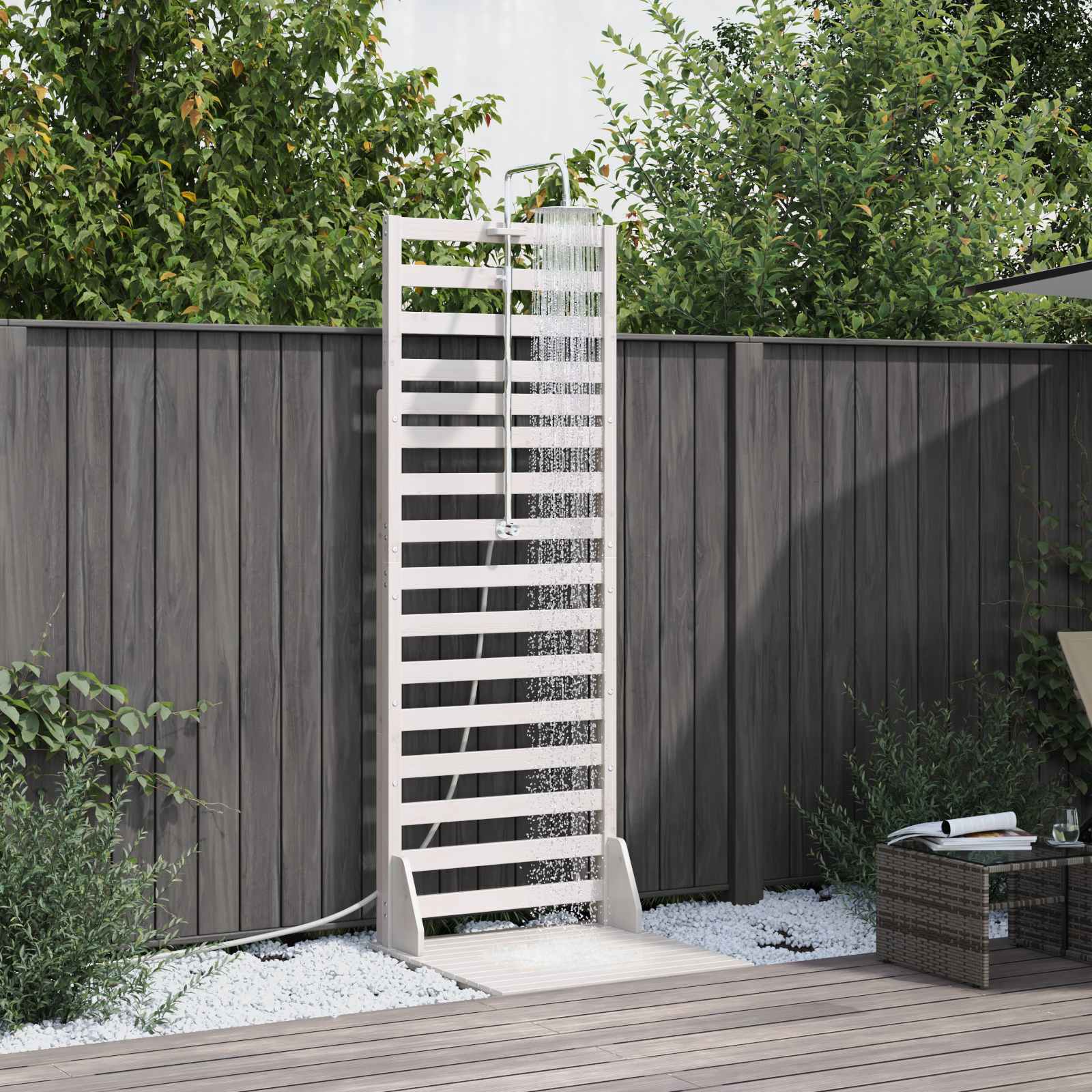 Outdoor Shower 225 Cm Solid Pine Wood And Stainless Steel