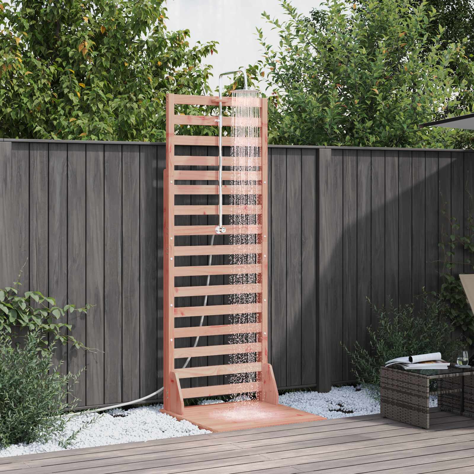 Outdoor Shower 225 Cm Solid Pine Wood And Stainless Steel