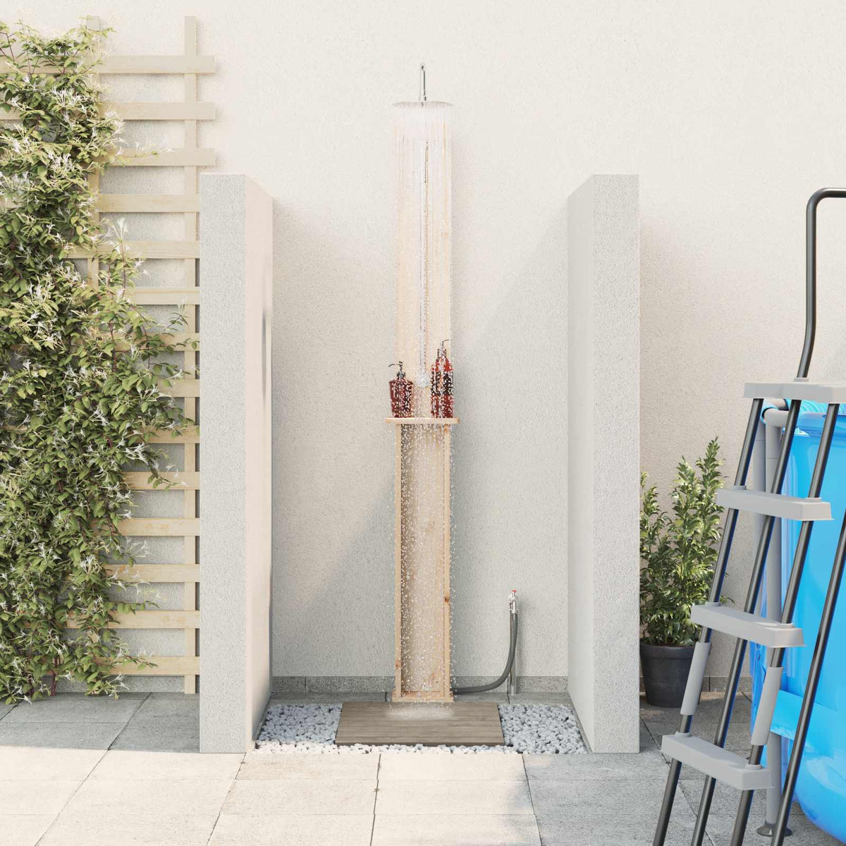 Pool & Spa Accessories Outdoor Shower Natural 24 X 19 246 Cm Solid Pine Wood LED